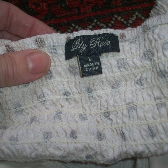 Lily Rose Halter corset Crop top Bustier Blouse Size L Ivory Polka Dot, Linen - Picture 3 of 7